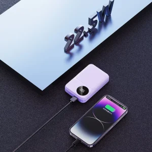 22.5W Super Fast Charging 10000mah Portable Power Bank Built in Cables 20000mah Metal Powerbank Display for iPhone 17