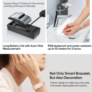 2208A Screenless Smart Bracelet With SpO2 Heart Rate Temperature Sleep Activity Tracking