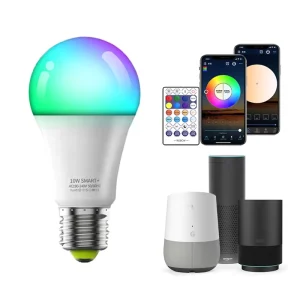 220V 10W LED Smart WiFi Bulb, E27 RGBCCT Multicolor Dimmable Bulb with Alexa and Google Home Voice Control via Magic Home App