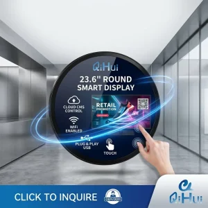23.6 Inch Round LCD Display Android Digital Signage Capacitive Touch Advertising Screen Cloud CMS WiFi
