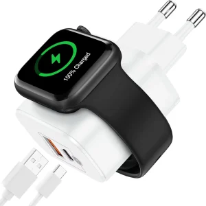 23W for Apple Watch Charger Portable Dual Ports Fast Charging Plug USB C Wall Power Adapter for iPhone Samsung AirPods Android