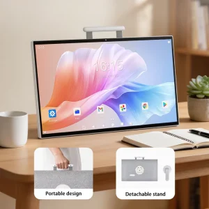 24 27 32 Inch 128GB Battery Rolling TV Monitor Android Touch Monitor Remote Control Kitchen Kickstand Smart Moveable Portable TV