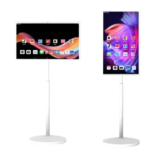 24 27 32 Inch 4-7H Battery Power Indoor Smart Portable TV Wireless Android Interactive Display with Camera Microphone