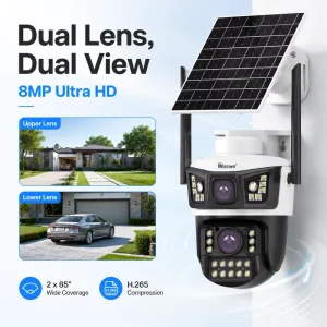 24/7 Smart Net Camera SIM Card 4G LTE Dual Lens PTZ Outdoor Color Night Vision Auto Tracking Two Way Audio IP Aov Camera