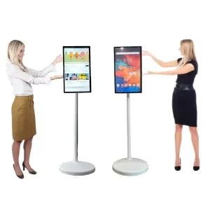 24 Inch LED White Outdoor Portable Smart TV with 8+128GB Touch Screen Stand Built-In Camera Mobile Display Home Office