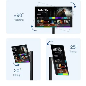 24 Inch LED White Wireless Smart Portable TV LCD Display with Capacitive Touch Rechargeable Moveable Android Monitor