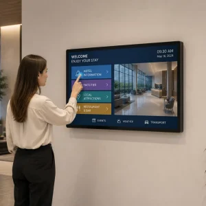 24 Inch Wall Mount Digital Signage Touch Screen Optional AI Smart Content Triggering Battery Retail Store Graphics Animation