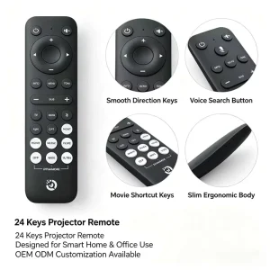 24 Keys Voice Smart Projector Remote Control, Universal IR Wireless Remote with OEM ODM Customization
