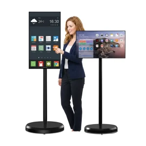 24.5Inch LED White Android Smart TV LCD Touch Screen Monitor Interactive Portable Stand Mobile Display Full HD 1080p Built-In