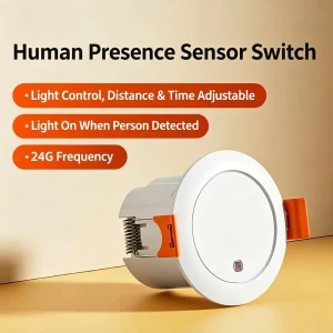 24G Millimeter-Wave Radar Human and Motion Sensor Energy-Saving Ceiling and Recessed Mount for Office Kitchen Toilet Lighting
