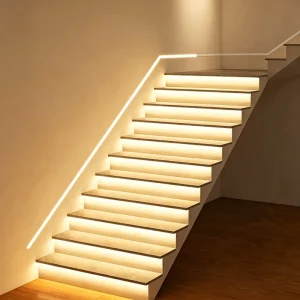 24V Motion Sensor LED Stair Light Strip, Dimmable SMD Step Lighting With Remote And Switch Control