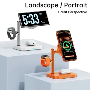25 Watt Wireless Charger 3 in 1 Vertical Wireless Charging Station Multi Device Fast Charger for Phone Watch Earbuds