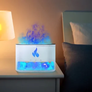 250ml Crystal Stone Ultrasonic Essential Oil Flame Humidifier Christmas Gift Heat Fire Air Freshener