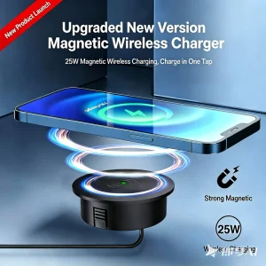 25W Built-In Furniture Magnetic Wireless Charger, Desktop Magnetic Fast Wireless Phone Charger