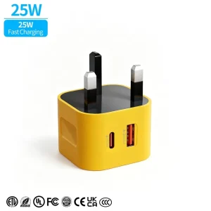 25W PD 3.0 Universal Type C Dual Port Power Adapter with 5V 3A 9V 2.7A Outputs Mobile Accessories for EU US UK PLUG