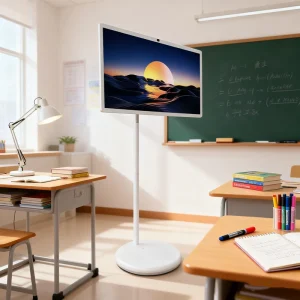 27-Inch Portable Smart Interactive FHD 60Hz Display In-Cell Touch LED Backlight White Cabinet Long Battery Life Home Use