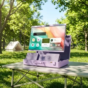 27 Inch Wireless Mobile Smart Screen Android 15 Built in Battery Portable Luggage TV Factory