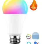 App-Controlled Smart Bulb, 2700K–6500K RGBCW + CCT, Smart Life Home 9W E26/E27/B22 A60 LED Wireless Smart Bulb