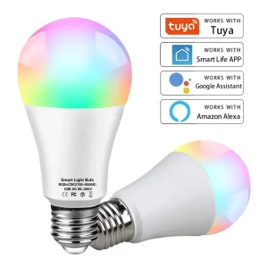 Smart Life App-Controlled LED Light Bulb, 2700K–6500K, RGBCW + CCT, 9W, E26/E27/B22, A60, Wireless
