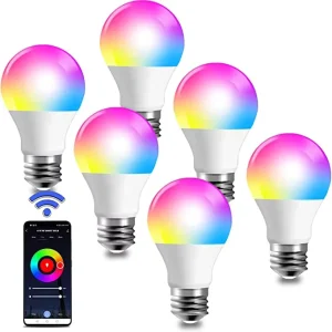 Tuya App-Controlled Smart LED Bulb, 2700K–6500K RGBCW, Google Home Compatible, 9W/12W/15W, E26/E27/B22, A70