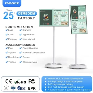 2K LED 21″ 27.5″ 32″ Portable Smart Display WIFI Touch Screen Infrared 60Hz FHD 12V DC Certified Android13 Business Home Use