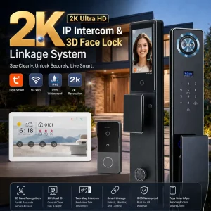 2K Smart Entrance System 3D Face ID Lock Linked with WiFi Video Intercom Kit Alexa Google Home Villa Security Solution
