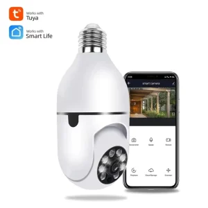 2MP Light Bulb Security Camera 360° PTZ WiFi Motion Detection Alarm Action Remote View Cam