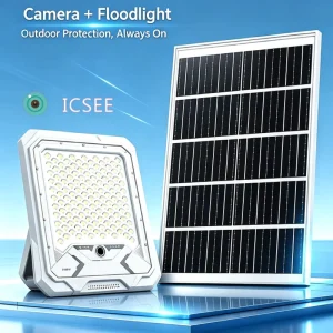 2MP Solar CCTV Camera Outdoor Wireless Security WiFi Camera Solar Charging 15000mAh Battery 100 Watts Lighting