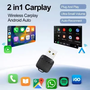 2in1 Wireless CarPlay Dongle Wireless Android Auto Adapter AI Smart Box Car Intelligent Systems for Car With Wired CarPlay