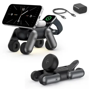 3-in-1 Wireless Charging Station Dog-Shaped Magnetic Phone Fast Charger, 3-in-1 Qi 2.2 25W, for Apple iPhone and iWatch Multi-Device Charging