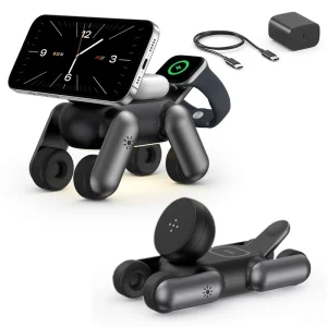 Dog-Shaped Magnetic Wireless Charging Station, 3-in-1 Qi2.2 25W Fast Charger for Watch and Multiple Devices