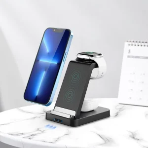 Factory Original Design 3-in-1 Fast-Charging Wireless Charger Stand with Type-C Port for Phones and Watches (Eco-Friendly)
