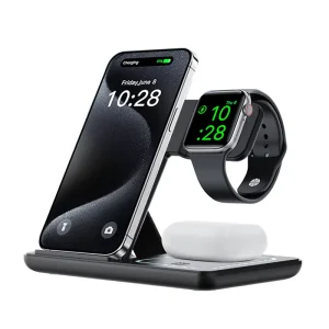 3-in-1 Magnetic Wireless Charger for Apple Devices, 15W iPhone Wireless Charging Station