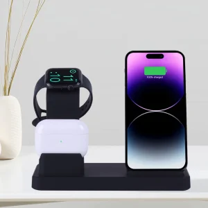 Portable Magnetic 3-in-1 Wireless Charging Station, Fast-Charging Stand for iPhone 17, 16, 15, iWatch, and AirPods