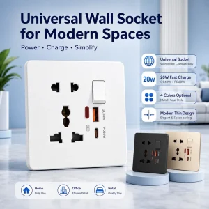 3/5Pin Smart Socket 20W Fast Charging Type-C Port UK Plastic Electrical Wall Double USB 13A IP21 Power Strip