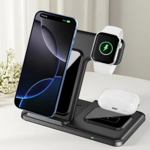 3 In 1 Fast Travel Wireless Charger Magnetic Charging Station Folding Charger Standing For IPhone For IWatch For AirPods