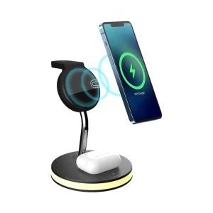 3 In 1 Wireless Charging Station & Mobile Phone Holder Portable 15W Fast PD 3.0 Charger For IPhone With OTP Protection