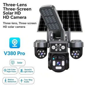 3 Lens WiFi Outdoor CCTV Wireless Camera Solar Panel With Light Two Way Talk Motion Alert Home Security Monitoring Device