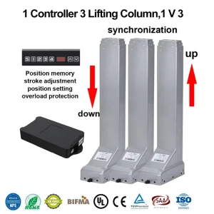 3 Stage No Hole Metal Lift Column Standing Desk Dual Motor Lifting Mechanism