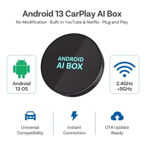 3 in 1 AI Box Wireless Carplay Android Auto Smart Adapter YouTube Netflix Mirror Link for 1 Year Warranty Factory OEM