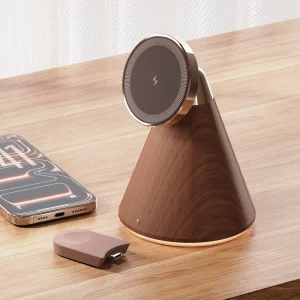 3 in 1 Desk Gadgets Charging Stand & Holders Qi22 25W Wireless Charger for Phone and Smart Watch with Warm Lamp
