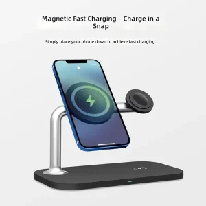 3 in 1 Magnetic Wireless Charger 15W Fast Charging Foldable ABS Material Charging Station for iPhone 12 for Smart Devices