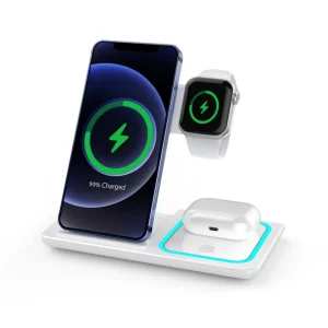 3 in 1 Magnetic Wireless Charger OEM PD 15W Fast Charging Foldable Multi device Charging Station Earphone OVP 9V 2A