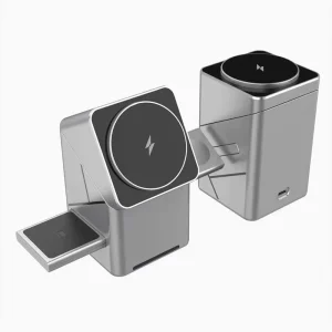 3 in 1 Magnetic Wireless Charger Stand for Mobile Phone Earbuds & Smartwatch with Qi 15W Fast Charging