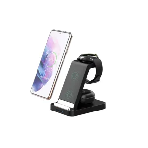 3 in 1 Magnetic Wireless Charging Station 15W Fast Wireless Charger for Mobile Phones & Earphones with QC2.0