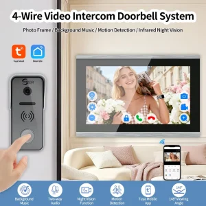 3 in 1 Smart Video Door Phone Intercom with Night Vision & IP65 Waterproof WiFi Security System Doorbell for Villa