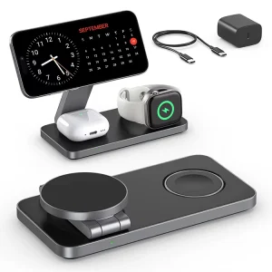 3 in 1 Wireless Charger Magnetic Phone Fast Charger 3in1 Smart Watch Qi1 Qi2 15W Super Slim Stand Sleek for iPhone Samsung