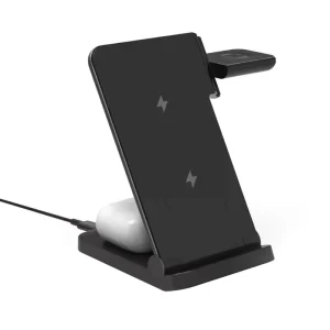 3 in 1 Wireless Charger Station 15W Output Power 9V 2A Input AC Port for Mobile Phone Use