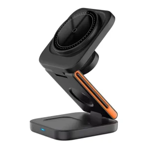 3 in 1 Wireless Charger with Magnetic Foldable Feature PD Function 10W Output Power 9V 2A Input for Phone & Smart Watch