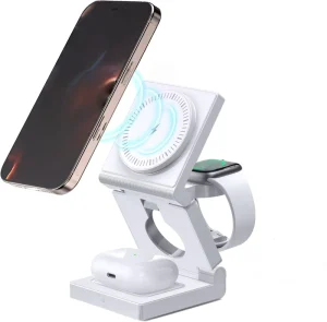 3 in 1 Wireless Charging Station for Phones Multiple Devices Foldable Magnetic Wireless Charger Dock Travel 18W Charging